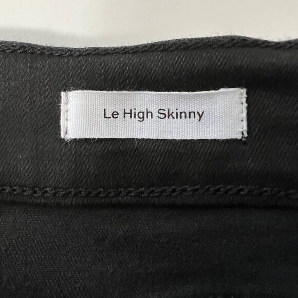 Frame Denim Womens Le High Skinny Jeans Blackfinn Black Raw Step Hem size 24 - Picture 11 of 16
